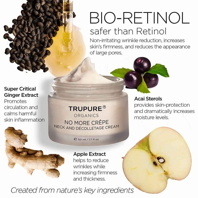 TRUPURE ORGANICS No More Neck and Décolletage Crepe Cream plant-based bioretinal gallery