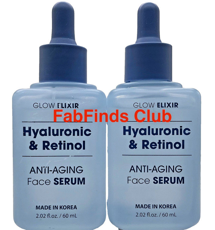 2x Korean Glow Elixir Hyaluronic & Retinol Anti-Aging Facial Serum 2fl.oz