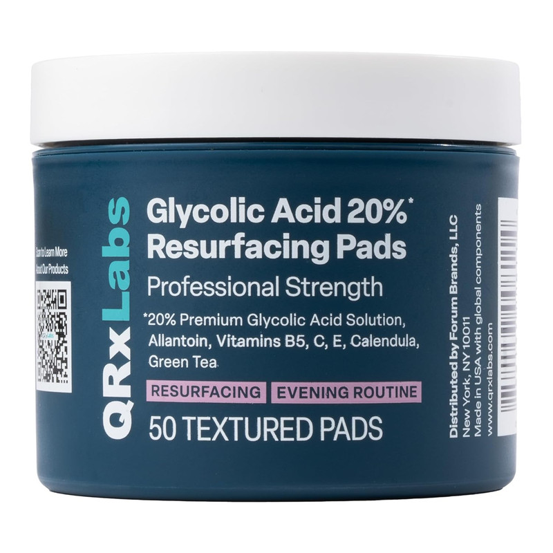 Glycolic Acid 20% Resurfacing Pads for Face & Body with Vitamens B5, C & E