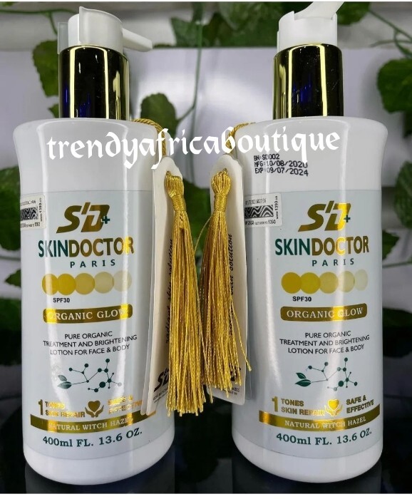 X 1 ORIGINAL Skin Doctor paris Organic glow face & body lotion 400mlx 1 bottle