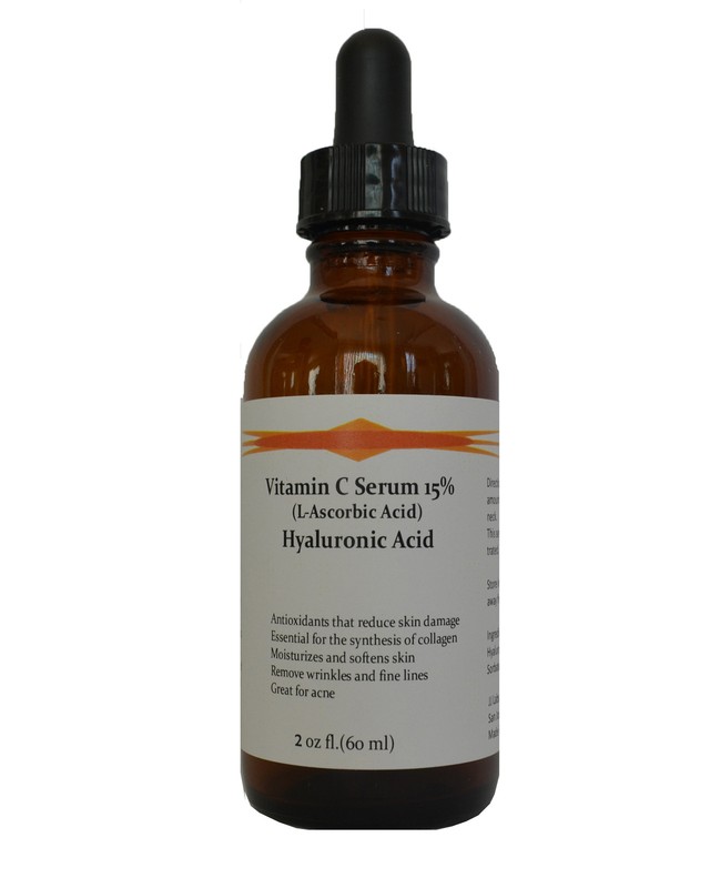 Vitamin C (L-Ascorbic Acid) 15% with Pure Hyaluronic Acid Anti Aging Serum 2oz