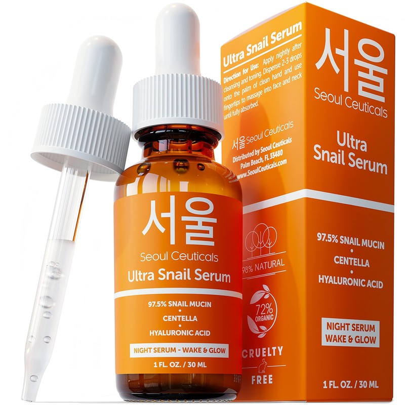 SeoulCeuticals Korean Skin Care 97.5% Snail Mucin Serum – K Beauty Skincare N…