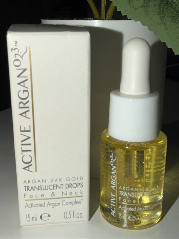 NEW SEALED Active Argan Argan 24K Gold Translucent Drops Face & Neck 0.5fl.0z