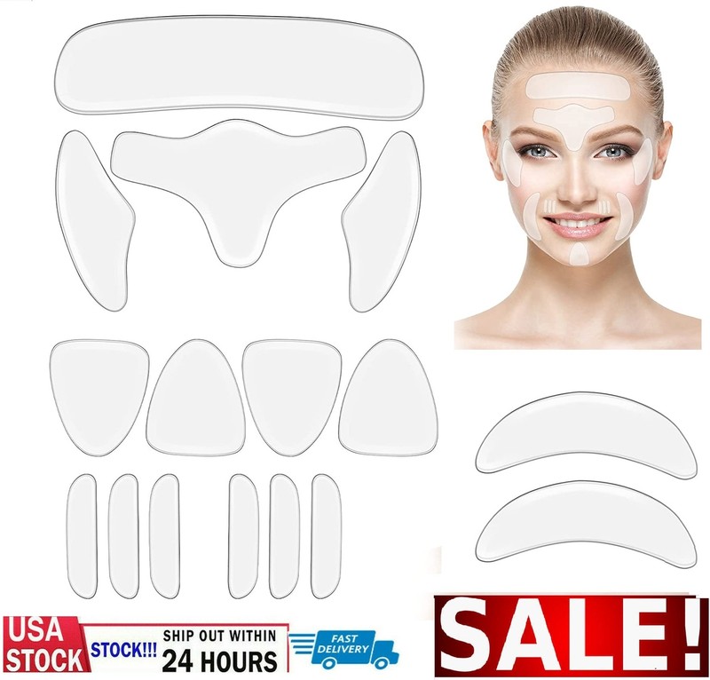 16Pcs Reusable Anti Wrinkle Eye Face Neck Pads Silicone Removal Patch SkinCare
