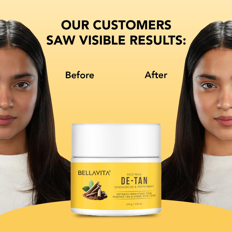 BELLAVITA De-Tan Face Pack Removes Tan Brightens skin 100 gm for Unisex gallery