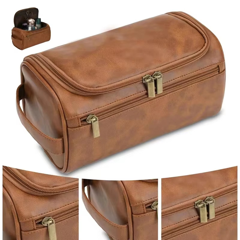 Leather Toiletry Bag for Men Women Dopp Kit Mens Hanging Toiletry Bag Travel gallery