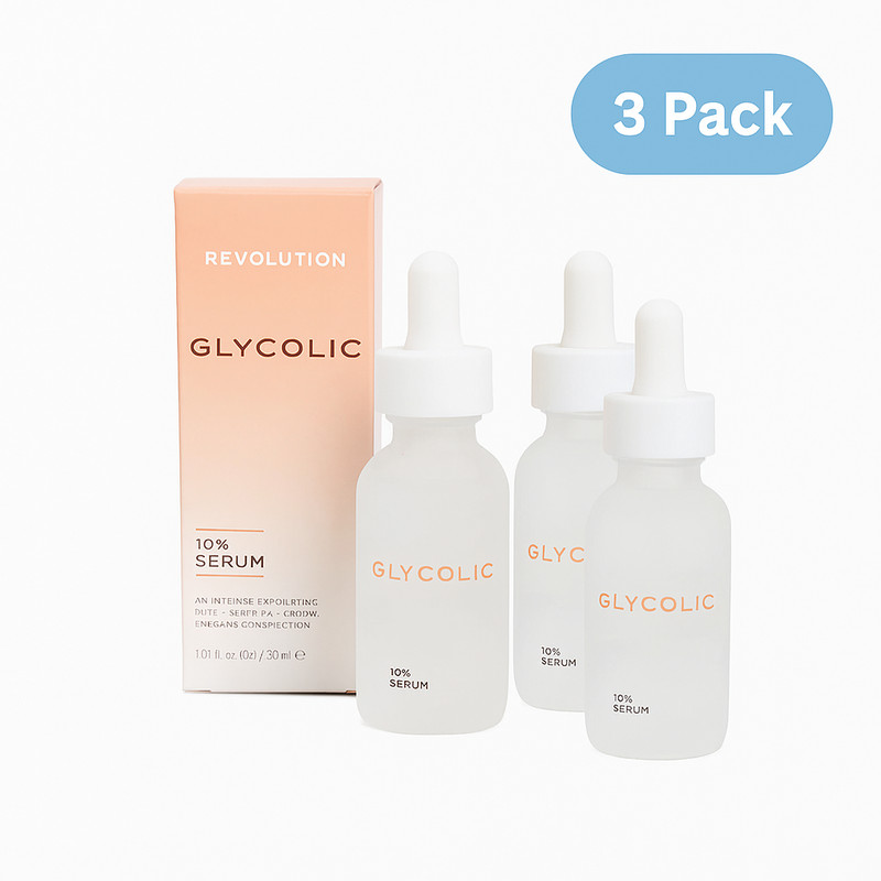 Revolution Glycolic 10% Serum 30ml 3 Pack New