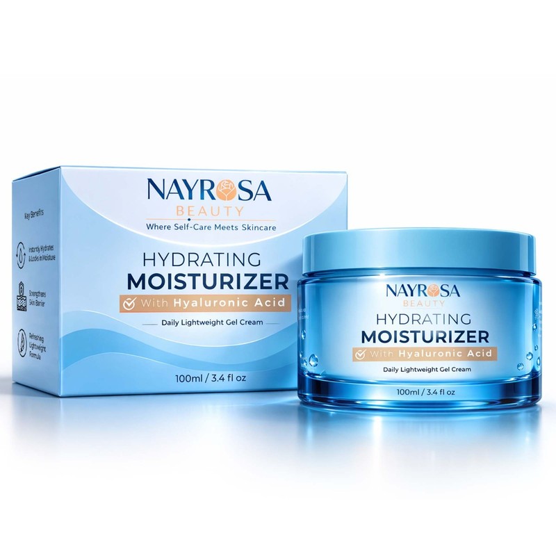 Hydrating Moisturizer with Hyaluronic Acid Gel Face Cream 100ml for Dry Skin.