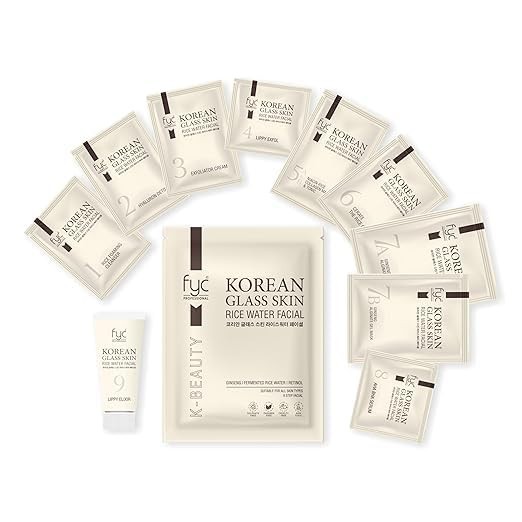 FYC PROFESSIONAL Korean Glass Skin Rice Water Facial Kit, 9-Step Skincare Ritual