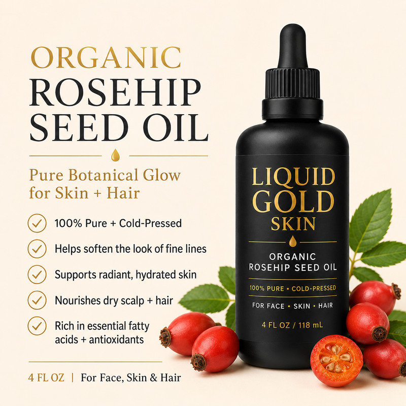 LIQUID GOLD SKIN Organic Rosehip Seed Oil 100% Pure • Face, Skin & Hair gallery