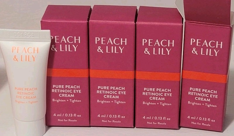 4 X Peach & Lily Pure Peach Retinoic Eye Cream-Tighten + Brighten NIB .16oz each