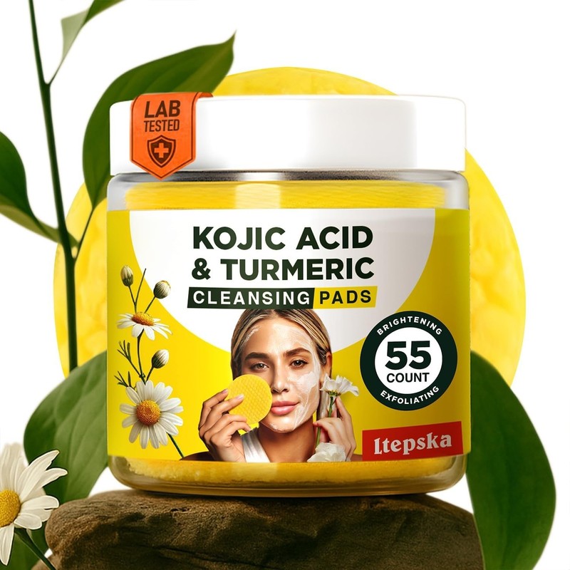 Turmeric Kojic Acid &Facial Exfoliating Peel Cleansing 55 Pads Dark Spot Remover gallery