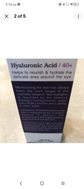 Absolute Care HYALURONIC ACID Age 40+ Eye Cream gallery