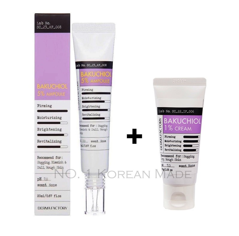 DERMA FACTORY/Bakuchiol 1% Cream 30g + Bakuchiol 5% Ampoule 20ml/Wrinkles,Pores