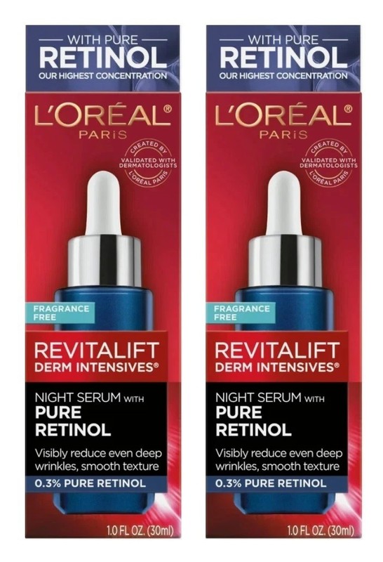 2 L’Oreal Paris Revitalift Derm Intensives Night Serum 0.3% Pure Retinol 1 oz