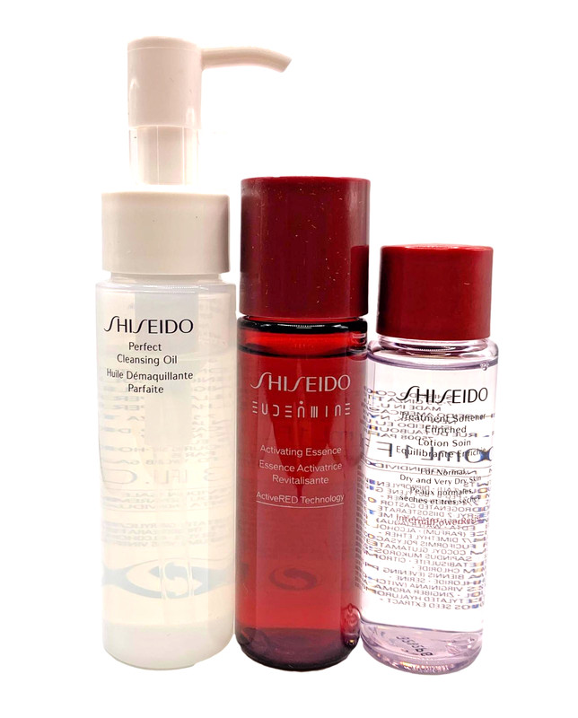 3x Shiseido Eudermine Essence/Perfect Cleansing Oil/Treatment Lotion Travel Size