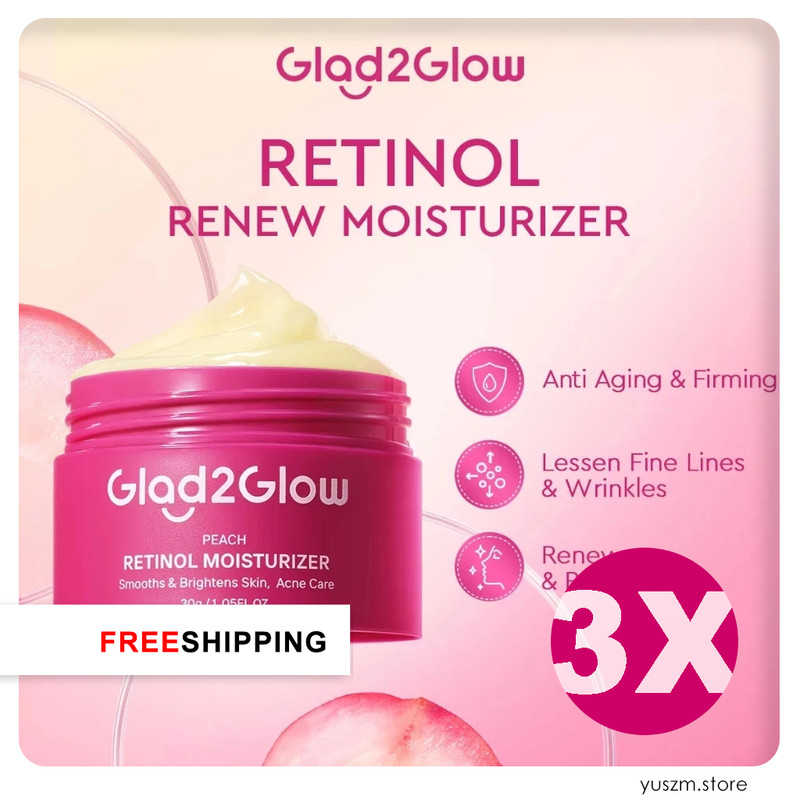 3X Glad2Glow Peach Retinol Moisturizer Day Night Face Cream Anti-Aging 30g