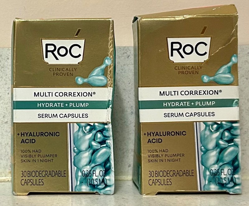 2 PACK – ROC MULTI CORREXION HYDRATE + PLUMP NIGHT SERUM CAPSULES 30 COUNT NEW