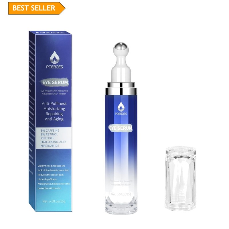 Eye Serum with 8% Caffeine 8% Retinol Hyaluronic Acid Niacinamide peptides fo…