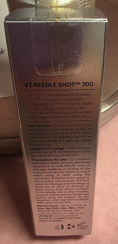 VT Cosmetics CICA Reedle Shot 700 Microneedling Spot Treatment Serum 1oz Exp2027 gallery