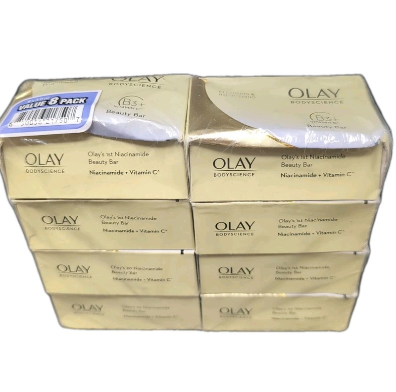 Olay B3 + Hyaluronic Acid Cleansing Moisturizing Beauty Bar Soap 8 Pack READ
