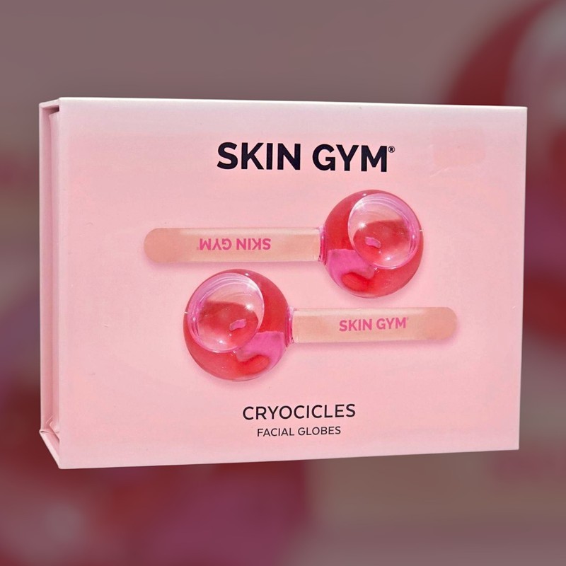Skin Gym CRYOCICLES Glass Facial Cooling Globes Pink NEW