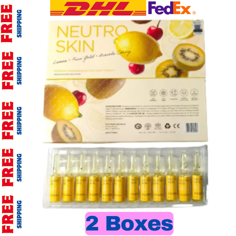 2 x Glutathione Skin Serum Neutro Skin Collagen Ampoules Lemon & Kiwi Vitamin C