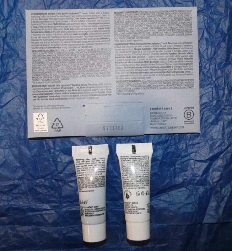 NEW COMFORT ZONE Hydramemory Serum Cream Mask Scrub Clay Mask Samples gallery
