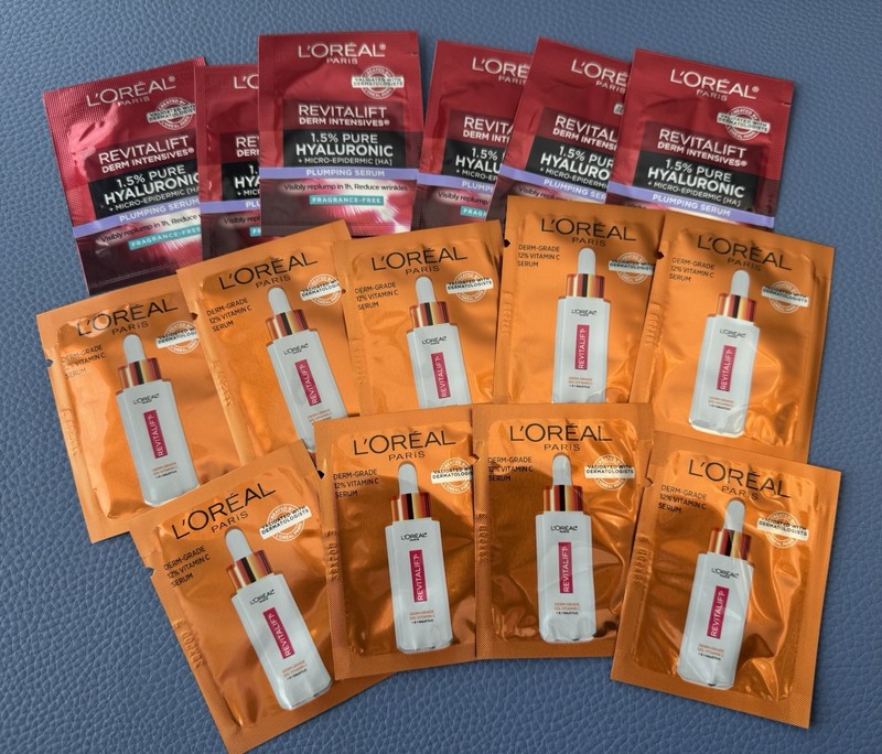 Lot 15 MIX L’Oreal Revitalift Derm Intensives 12% Vitamin C Serum Foil Samples