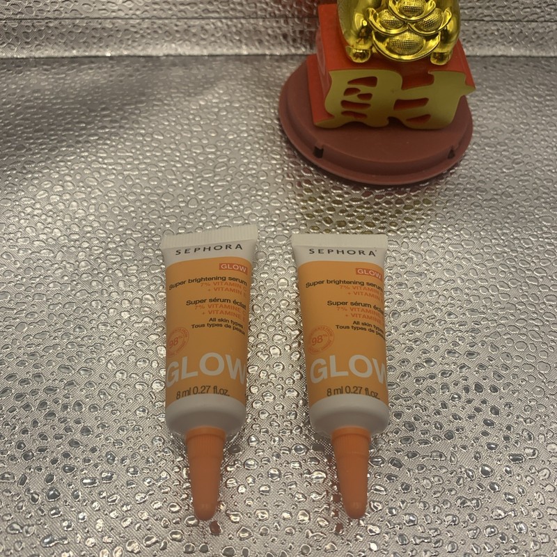 2 Sephora Glow Super Brightening Serum With Vitamin C &E 8 ml/.27 oz Sample Size