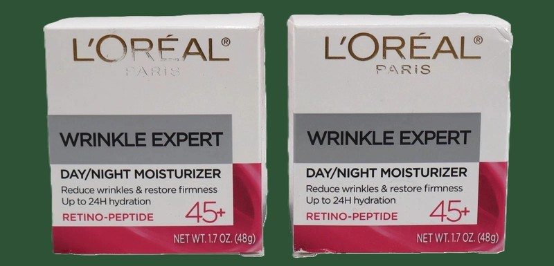 2 PACK L’Oreal Paris Wrinkle Expert 45+ Anti-Aging Face Moisturizer 1.7 oz Each