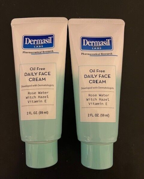 NEW! Dermasil Labs Oil Free Daily Day Cream with Vitamins A & E-{LOT OF 2 TUBES}