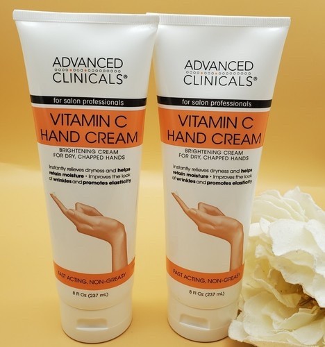 LOT OF 2 ADVANCED CLINICALS VITAMIN C HAND CREAM 8 fl oz New SEALED