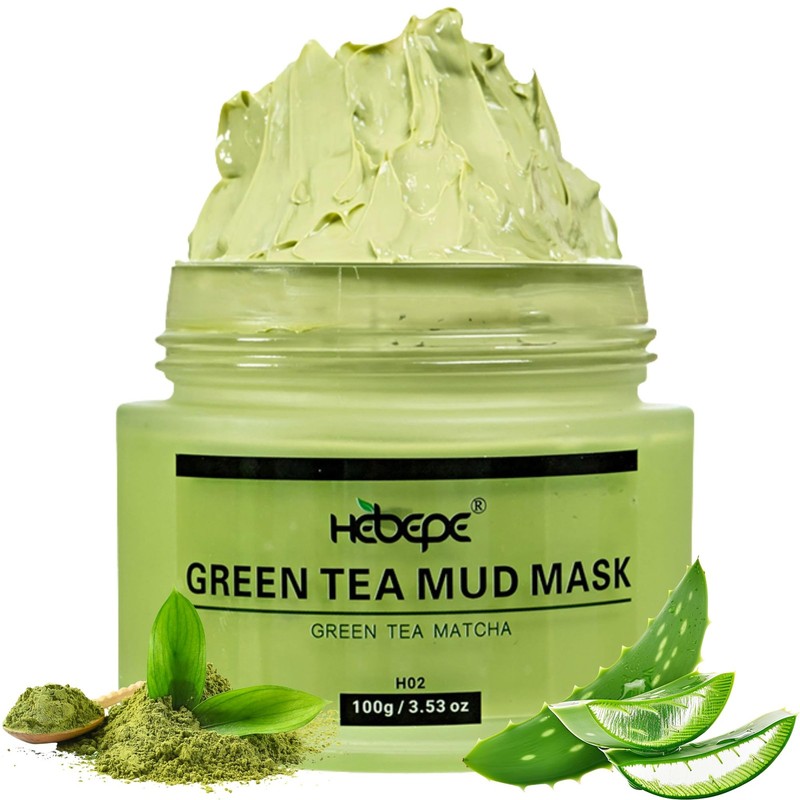 Green Tea Matcha Mud Mask with Aloe Vera, Deep Cleansing, Hydrating, and Rela…