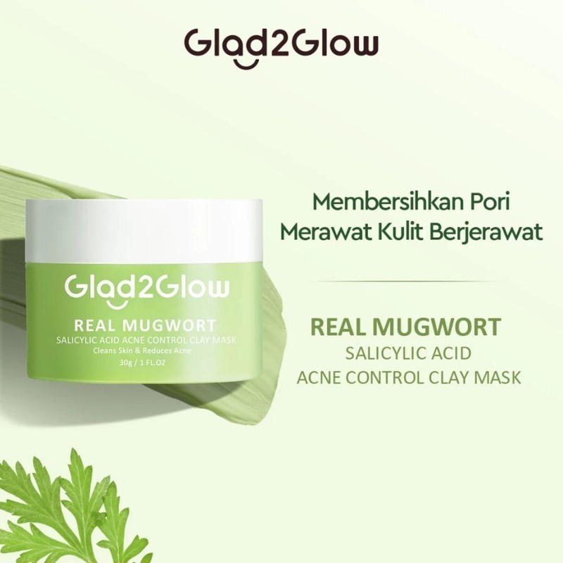 GLAD2GLOW Mugwort Clay Mask Salicylic Acid ANti-Aging Acne Redness 30g gallery