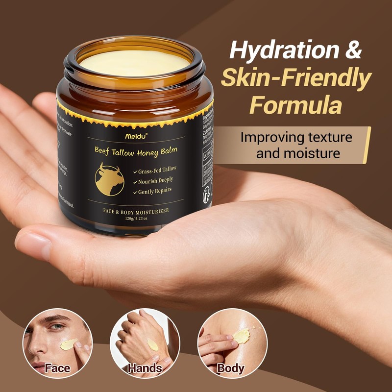 Tallow and Honey Balm, Beef Tallow for Skin, Tallow Face Moisturizer with 100... gallery