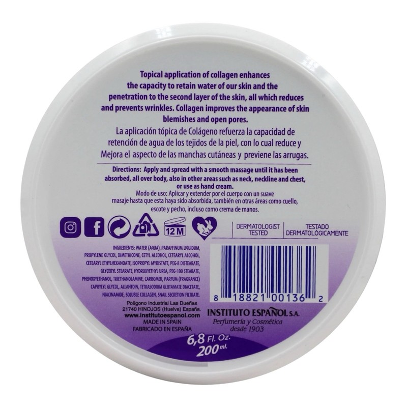 Instituto Español Collagen / Colageno Anti Aging & Moisturizing Cream. 6.7 Fl.Oz gallery