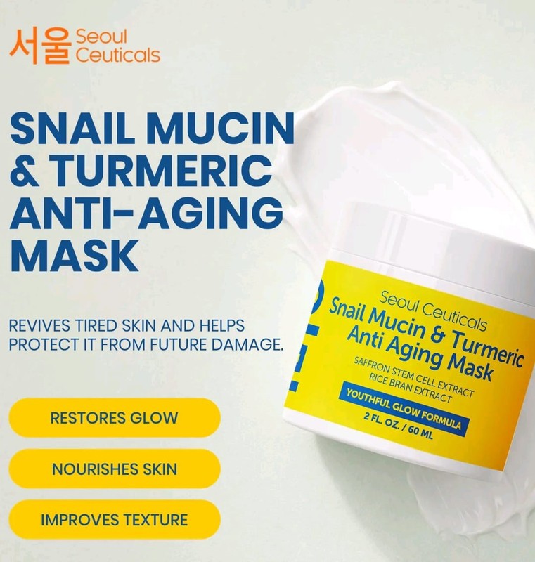 SeoulCeuticals Korean Face Mask Skin Care – Snail Mucin Turmeric Mask for Fac…
