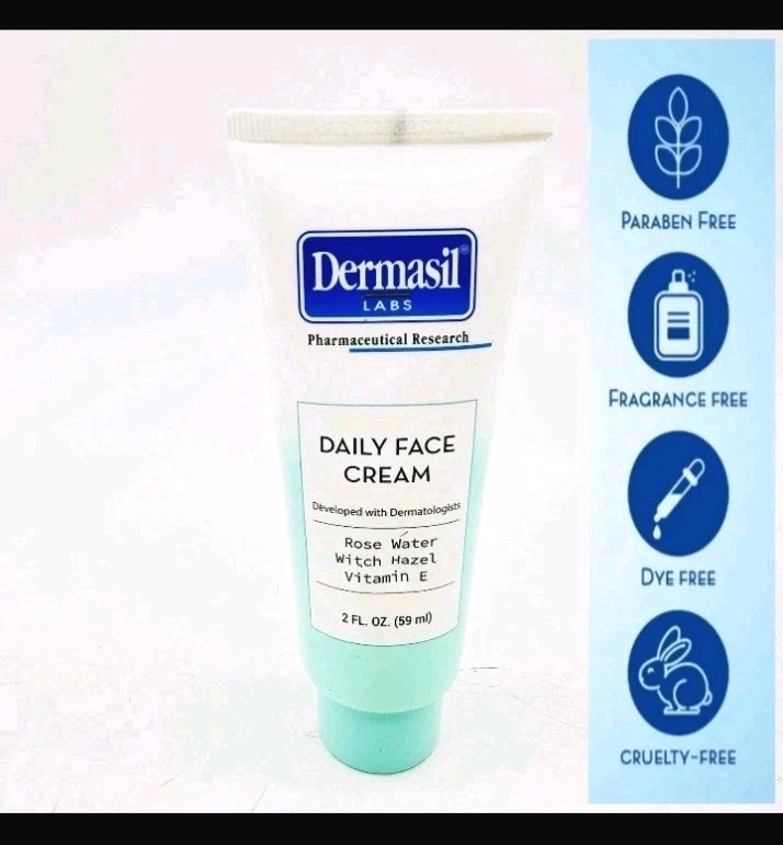 Dermasil Labs Daily Face Cream, Rose Water, Witch Hazel, Vitamin E, 2oz - Sealed gallery