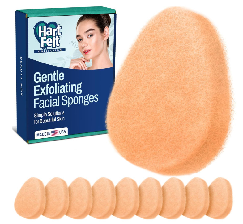 10 Pack Exfoliating Facial Sponges Gentle Cleansing Pads for Makeup Dirt