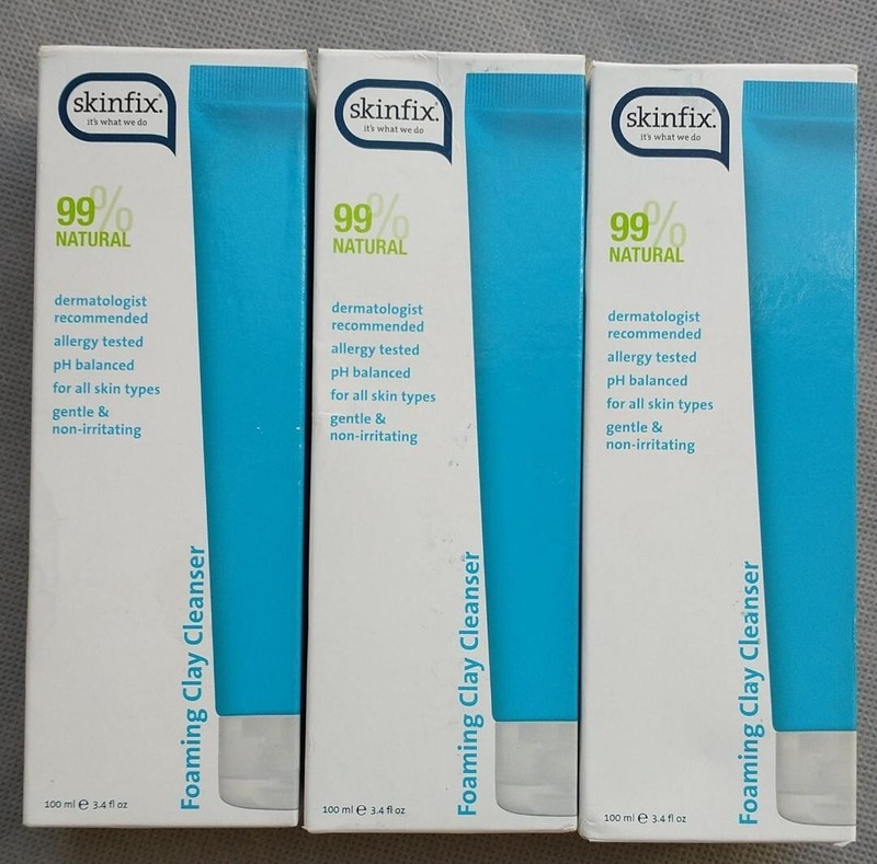 Pack 3 Skinfix 99% Natural Foaming Clay Cleanser 3.4 oz each pH Balanced