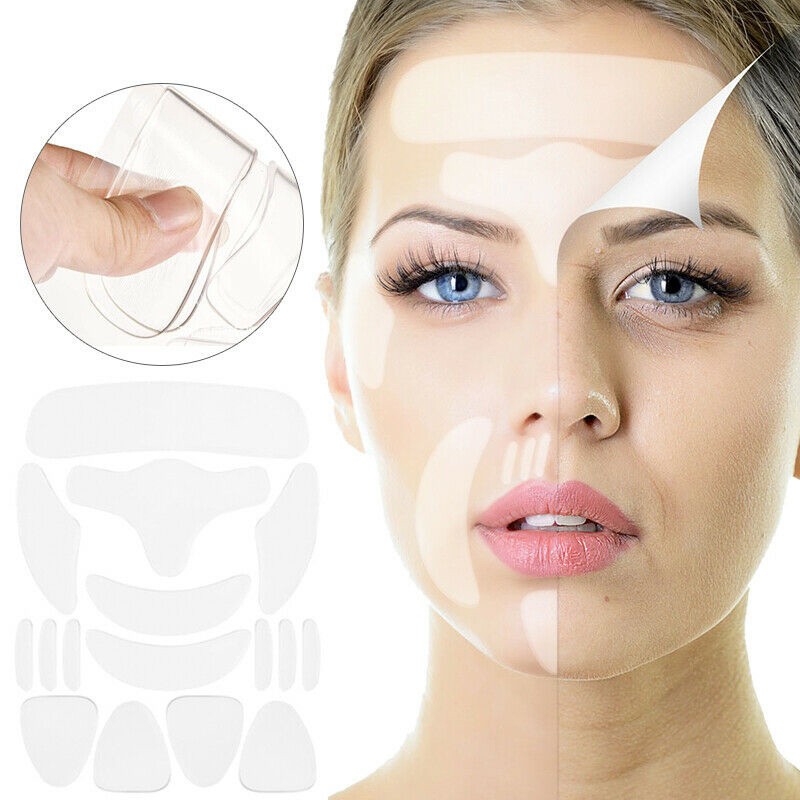 16Pack Soft Anti Wrinkle Silicone Sticker Face Forehead Neck Eye Pad Patches r gallery