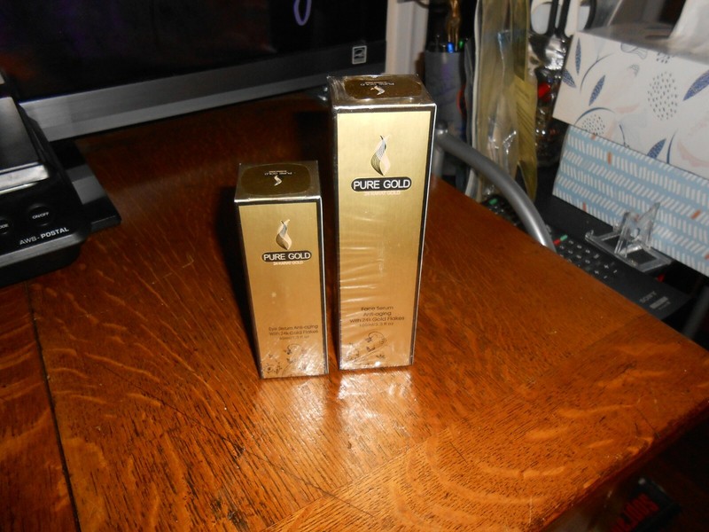 PURE GOLD LOT OF 2 EYE SERUM+FACE SERUM 24 KARAT GOLD FACTORY SEALED FREE SHIP!!