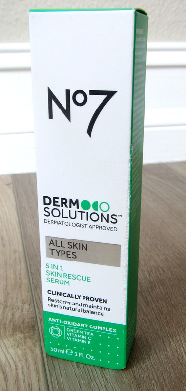 NEW NO 7 DERM SOLUTIONS ALL SKIN TYPES 5 IN 1 RESCUE SERUM 1 FL OZ VITAMIN C E