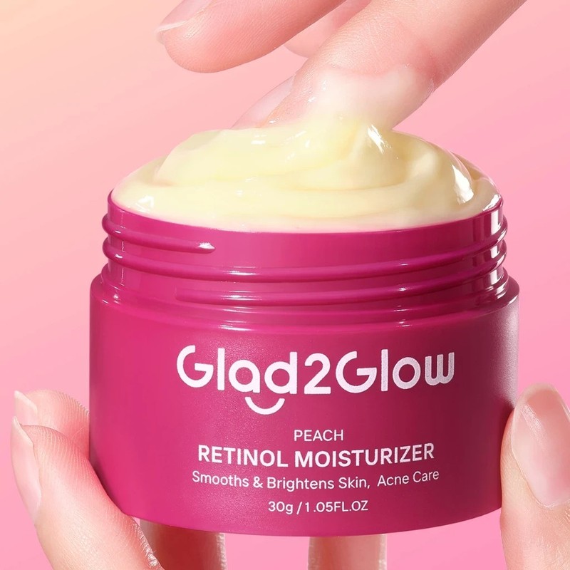 Glad2Glow Peach Retinol Moisturizer Smooth Acne Scar Prone Skin Night Cream 30g gallery
