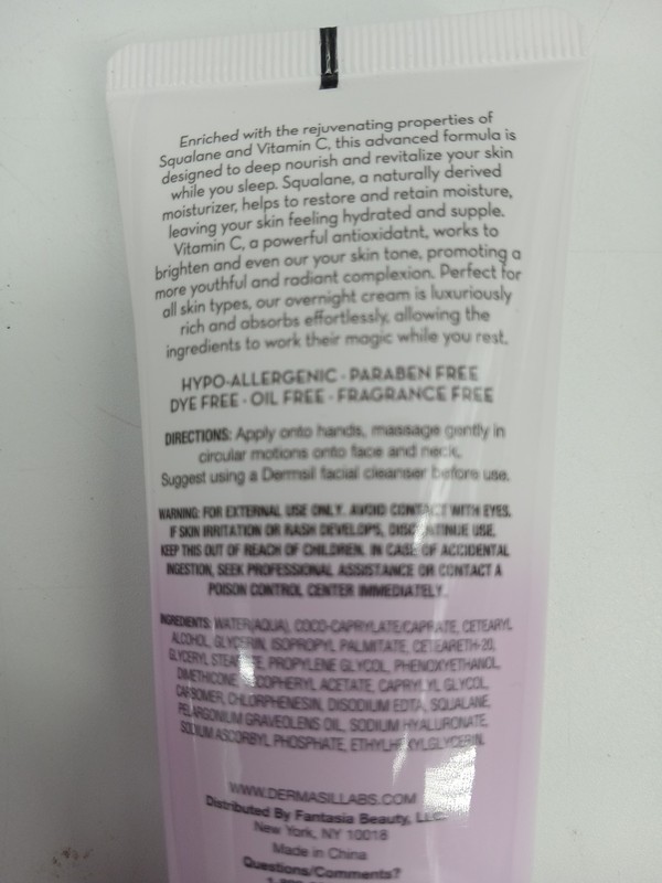 (Lot of 3) Dermasil Labs Oil Free Night Cream Squalane Vitamin C & E Sealed 2oz gallery