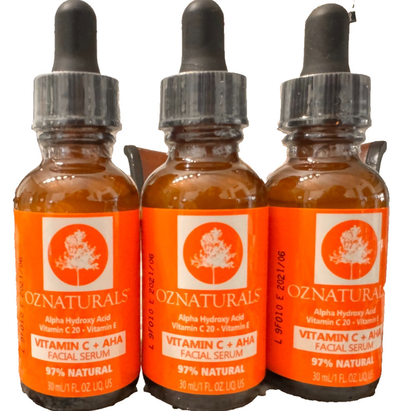 3 OzNaturals VITAMIN C + AHA Facial Serum 1oz Each 97% Natural