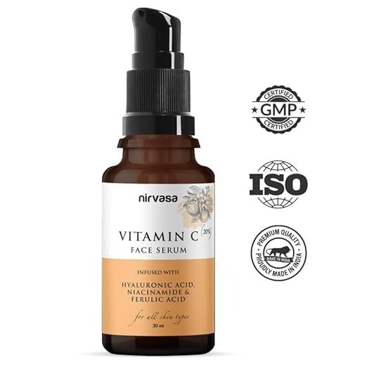 Nirvasa 20% Vitamin C Serum for Oily Skin With Hyaluronic Acid, Niacinamide 30ml gallery