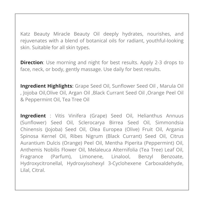 Miracle Beauty Oil - Hydrating Face Oil with Jojoba, Argan & Marula Oil 1 Oz gallery