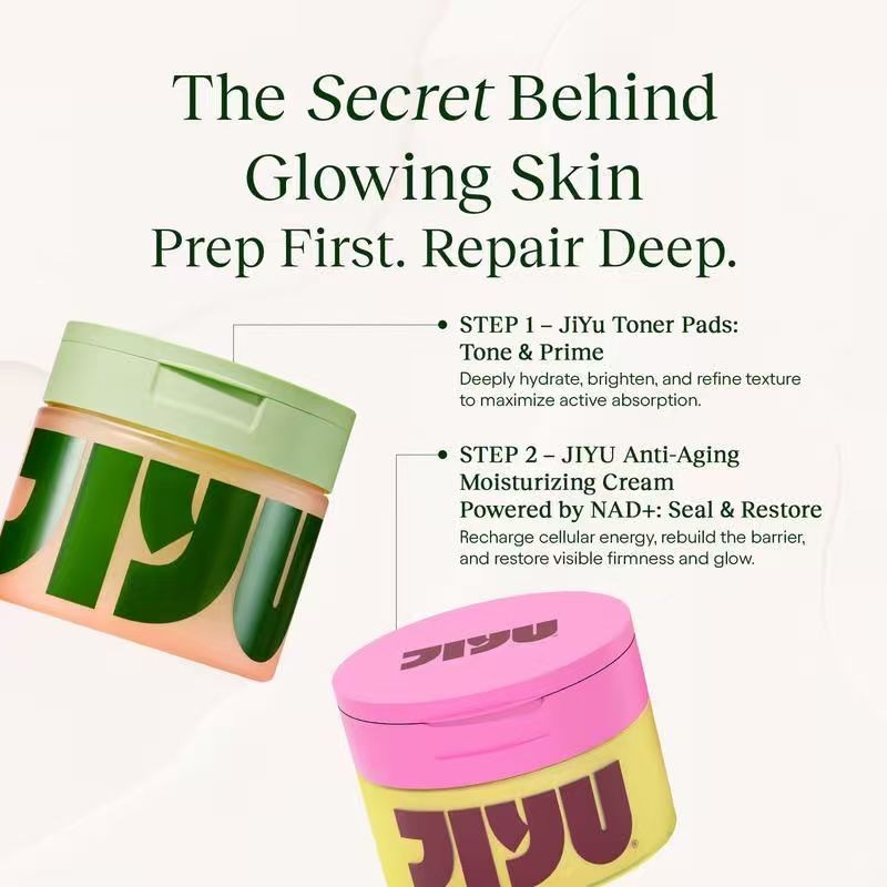 JiYu Korean Skincare Glow-Up Bundle - Toner Pads & NAD+Ant Aging Moisturizing Cr gallery